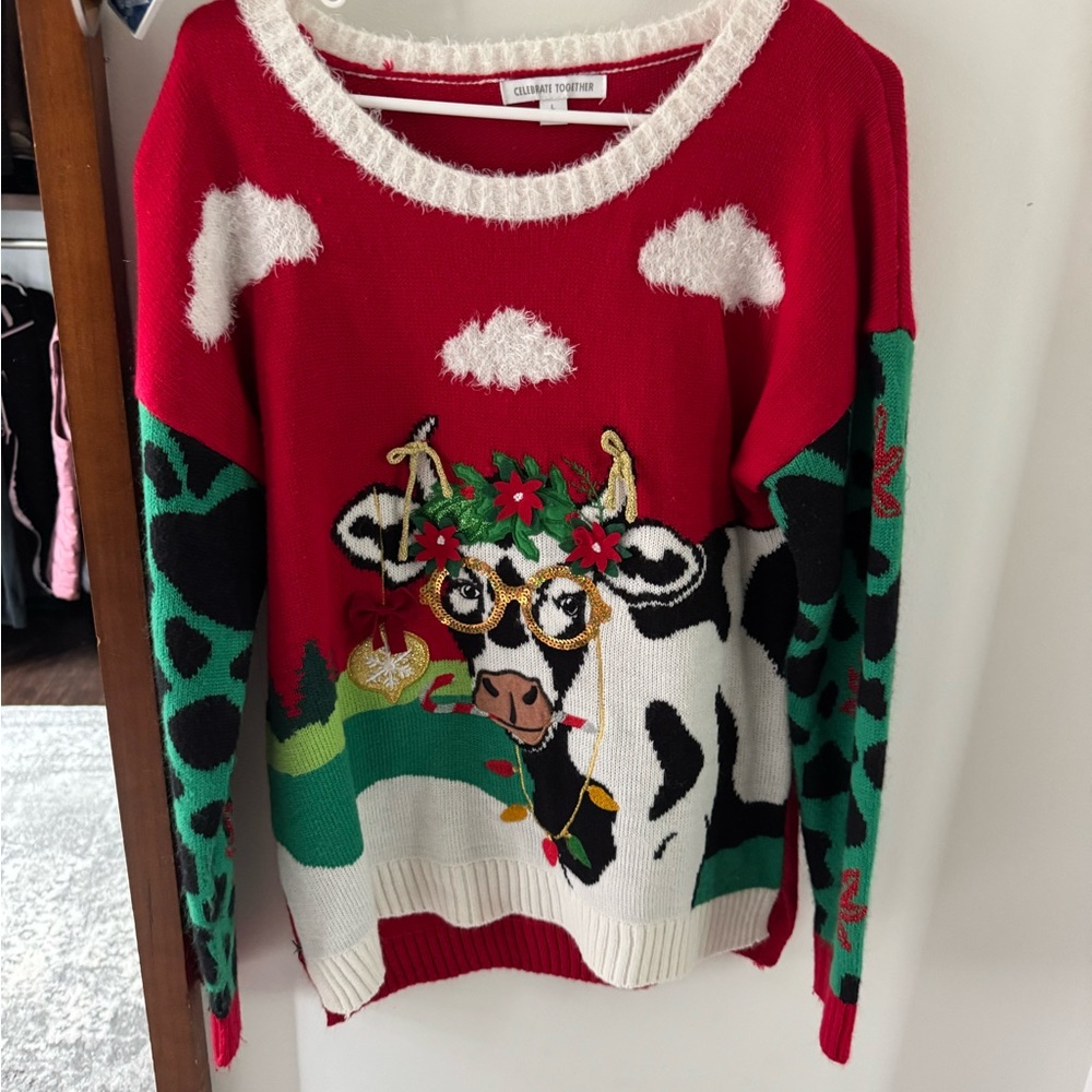 Claudia Richard Red and Green Holiday Sweater